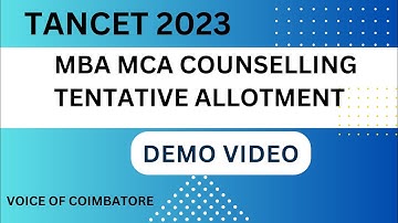 TANCET 2023 MBA MCA COUNSELING TENTATIVE ALLOTMENT CONFIRM CAREFULLY #mca #mba #tancet2023