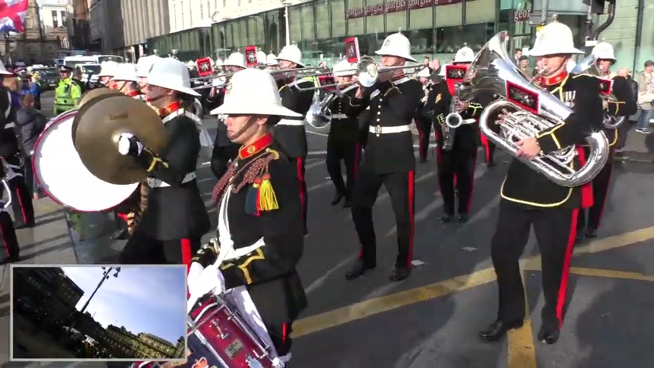 The Royal Marine Band show how to walk Glasgow's Streets