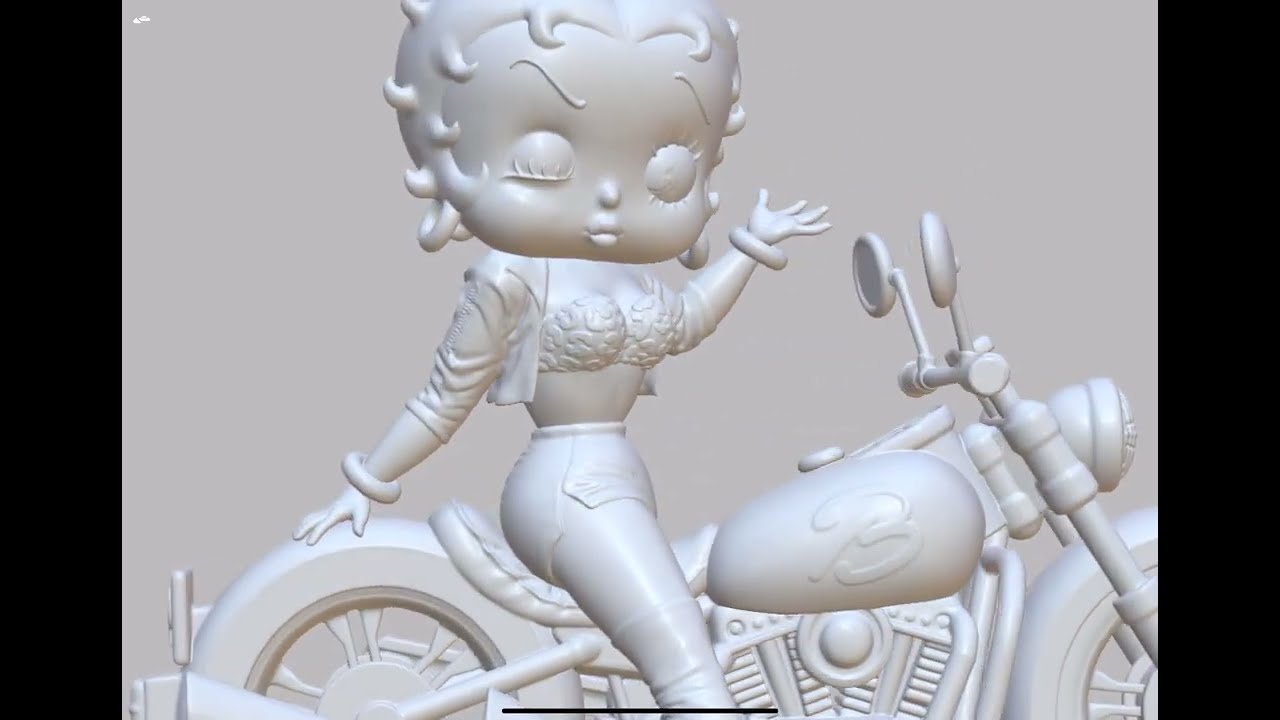 Betty Boop the Biker 3D Sculpting Printing Ready Model - YouTube