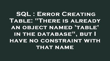 SQL : Error Creating Table: "There is already an object named 