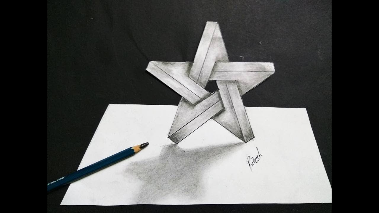How To Draw An Impossible Star Optical Illusion Step By Step