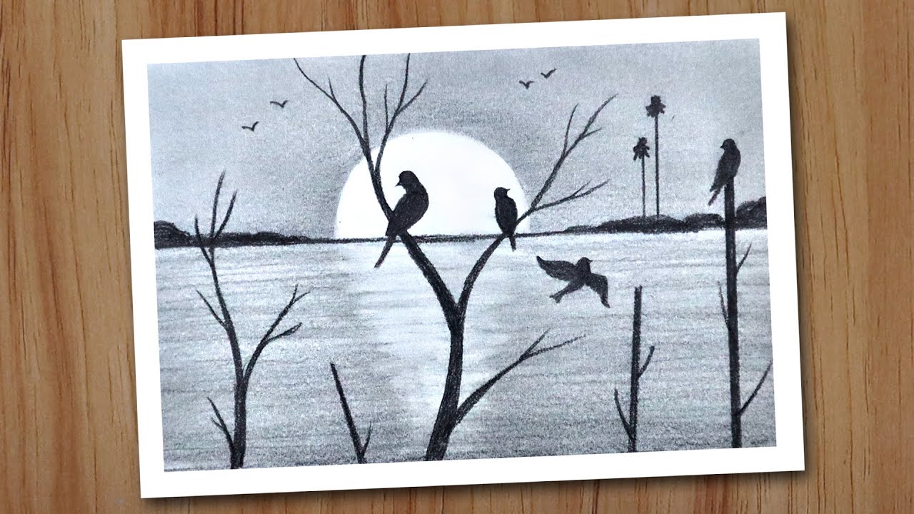 30 Awesome Sunset sketch drawing for Kindergarten