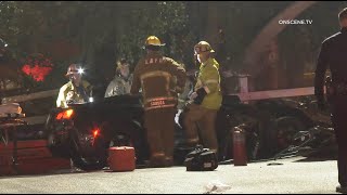 Corvette Crashes, Driver Rescued After Police Pursuit | Los Angeles