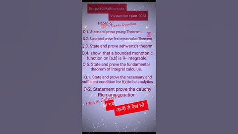 Lnmu Bsc part-3 Math honours paper-5 Super Vvi question coming Exam -2023