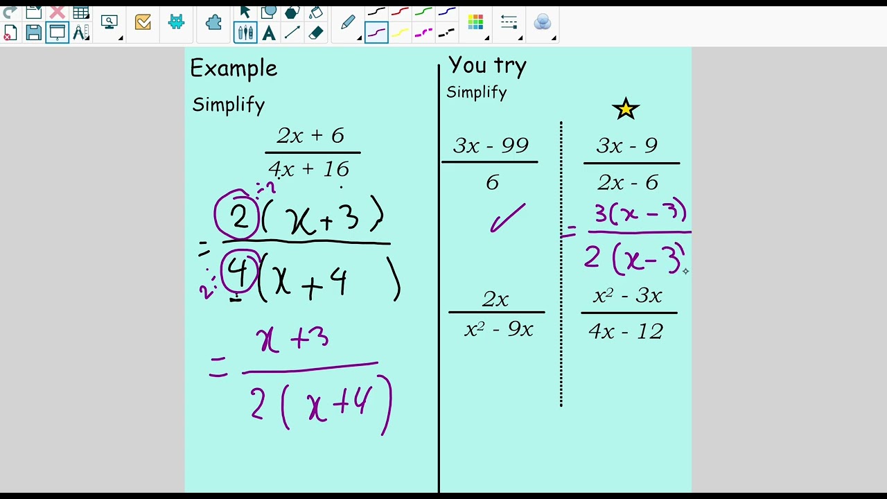 Simplify algebraic fractions 