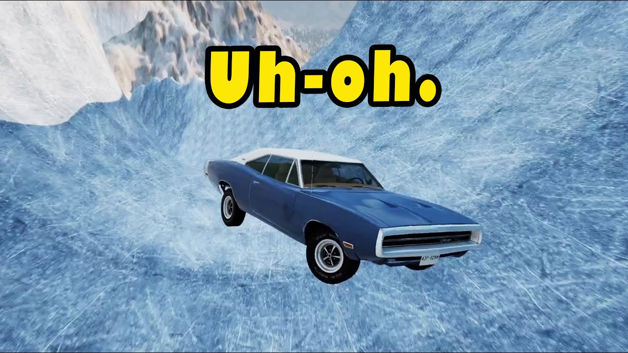Muscle Cars vs Ice Gorge in BeamNG Leads to Destruction