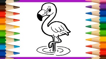 How to Draw a Flamingo Step by Step | Easy Drawing for Kids | Cute Flamingo Drawing Tutorial