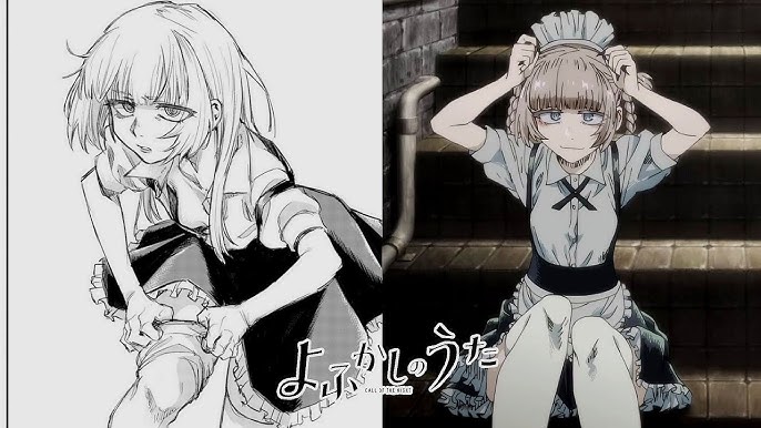 DIFERENCIAS YOFUKASHI NO UTA TEMPORADA 1 CAP. 3 ANIME COMPARACION