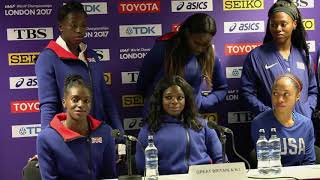 TEAM GB WOMEN REACT TO WINNING SILVER IN 4X100 AT LONDON 2017