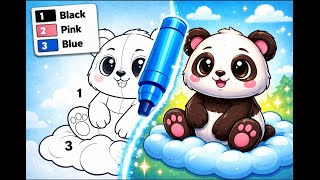 Coloring the Panda Bear🐼🌿