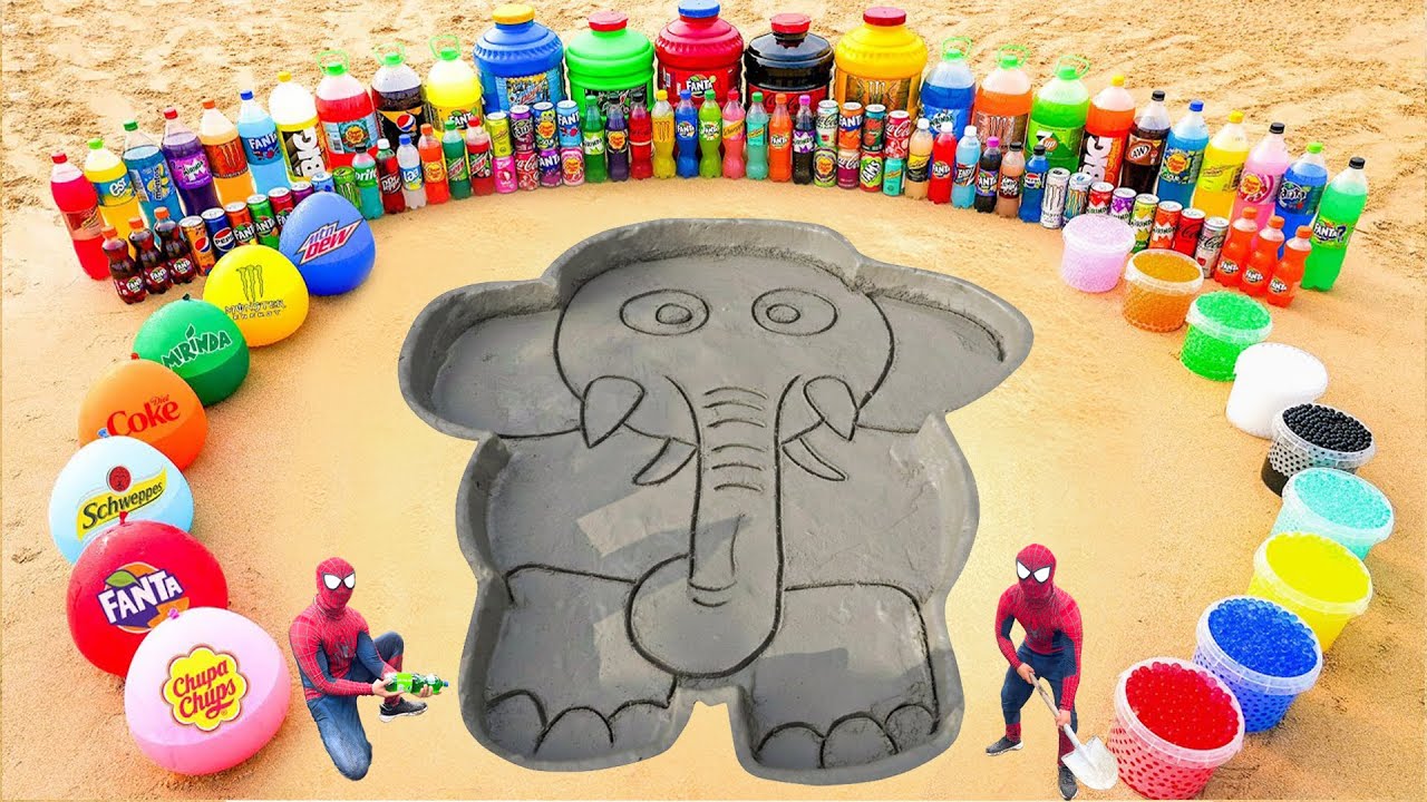Как сделать слоновью нору из цемента, гигантская Coca-Cola, Mountain Dew, Schweppes, 7up, большая...
