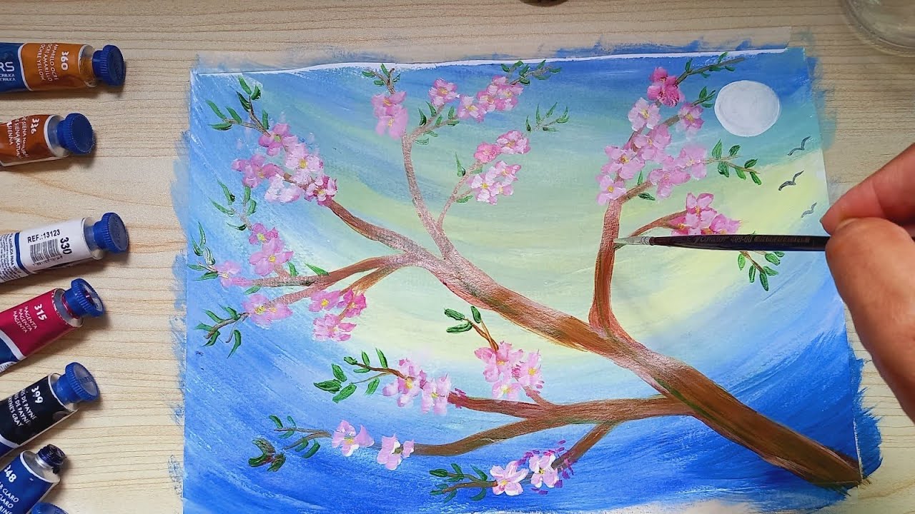 COMO PINTAR PAISAGEM COM FLORES | PASSO A PASSO 