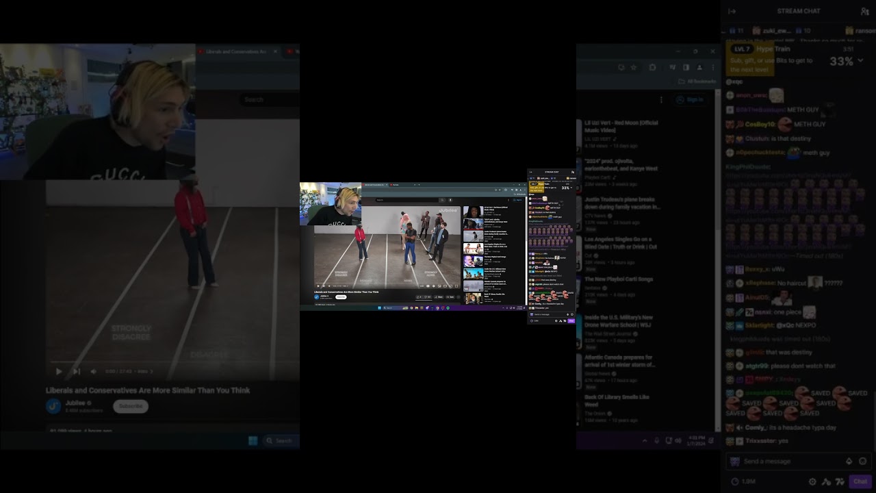 xQc reacts to Destiny in the new Jubilee Video  