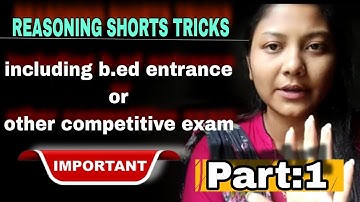 Reasoning Part 1🔥 important Reasoning with Tricks 🤩Including B.ed entrance or other competitive exam
