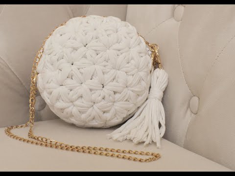 მრგვალი ხელჩანთა ყვავილებიანი უზორით. I(a). Crocheted round handbag with flowers pattern. Part I(a).