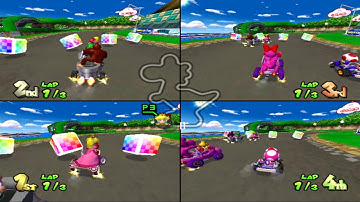 Mario Kart Double Dash 4 Players Baby Luigi Vs Birdo Vs Peach Vs Toad  Multiplayer Versus Gameplay