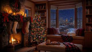Cozy Christmas by the Window | Fireplace & Soft Winter Jazz✨ screenshot 1