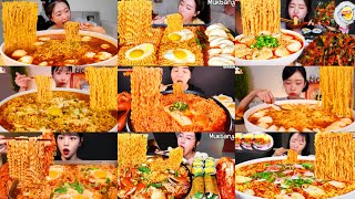 EXTREMELY SPICY SOUP NOODLES MUKBANG COMPILATION 🔥 BIG BITES SATISFYING ASMR KOREAN NOODLES 🍜