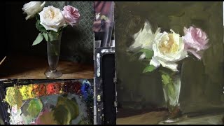 How to paint realistic painterly flowers in oil - Rose tutorial