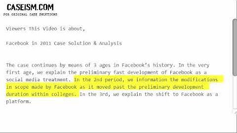 Facebook in 2011 Case Solution & Analysis- Caseism.com