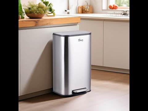 Breez WB-1020 Напольная корзина для мусора с педалью и крышкой (стальная, 20 литров), видео 1