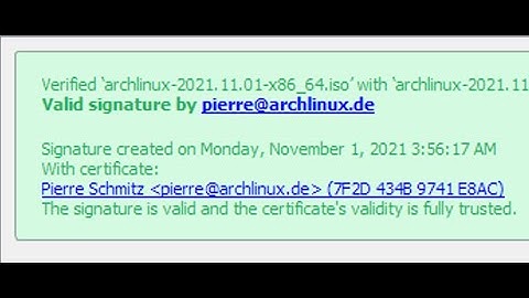 Verifying the Arch Linux ISO file using the Windows GUI version of GnuPG