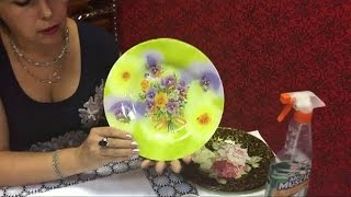 ШКОЛА  ДЕКУПАЖА  Татьяны Шелиповой :ОБРАТНЫЙ ДЕКУПАЖ НА СТЕКЛЕ / DECOUPAGE  on  GLASS/剪纸