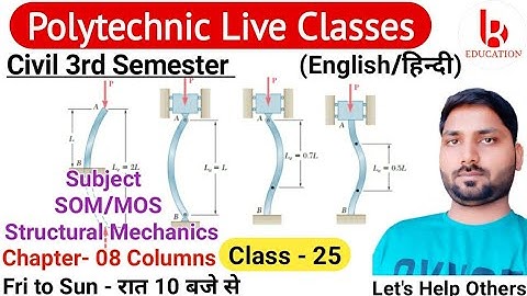 Structural Mechanics/SOM | Chapter- 8 Columns | Class 25 | Civil 3rd Semester by Brijesh Sir