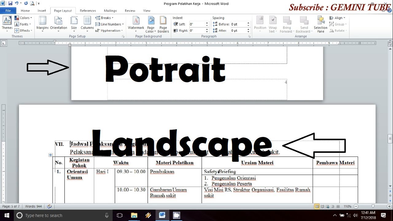 Cara Menggabungkan Potrait Landscape Dalam Satu File Word Tips Word Youtube