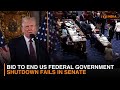 Bid to End US Federal Government Shutdown Fails in Senate | Latest Updates | DD India Live
