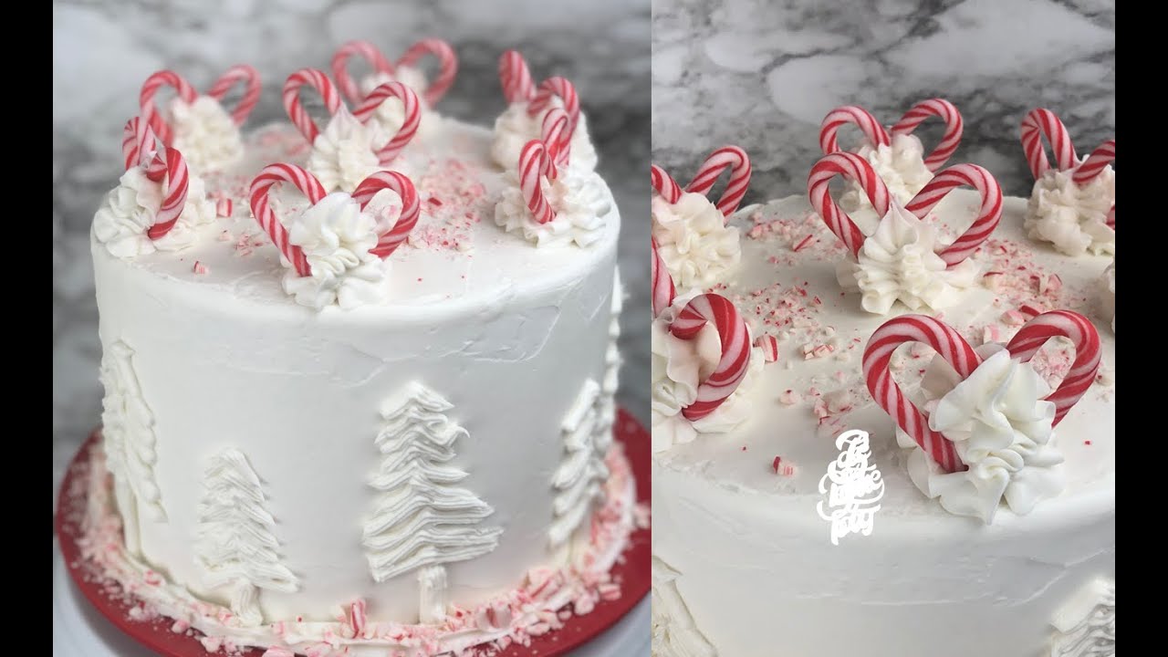 Candy Cane Christmas Heart Cake - Easy to Make