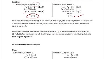 Section 7- Systems of Linear Equations: Solving by Elimination-  Problem 7.1 Step 2: Substitution
