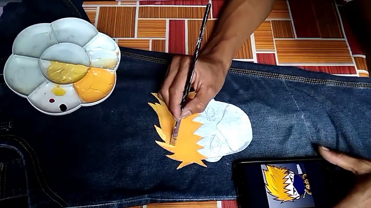 Tutorial LENGKAP cara melukis jeans, bahan,alat dan cara mencampur cat - denim art