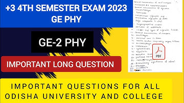 +3 4th semester generic elective physics important Long questions//ge-2 physics important questions