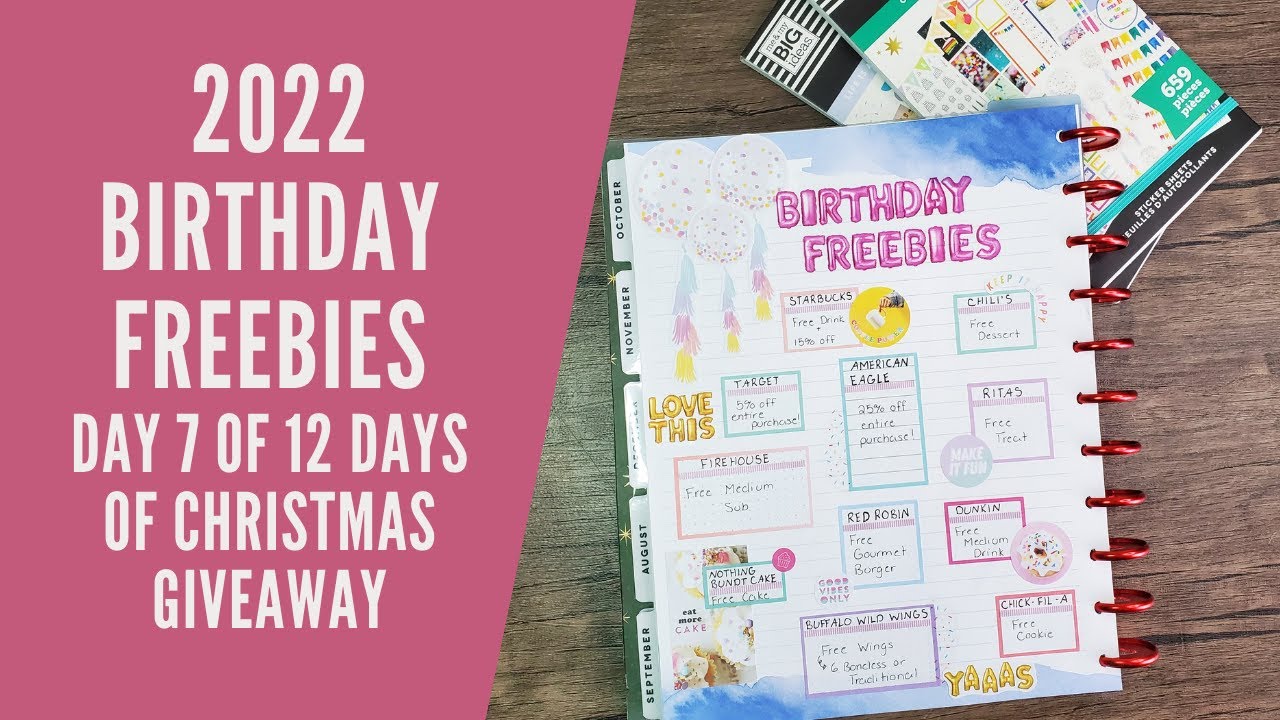 Day 7 of 12 Days of Christmas GIVEAWAY | Birthday Freebies | The Happy Planner