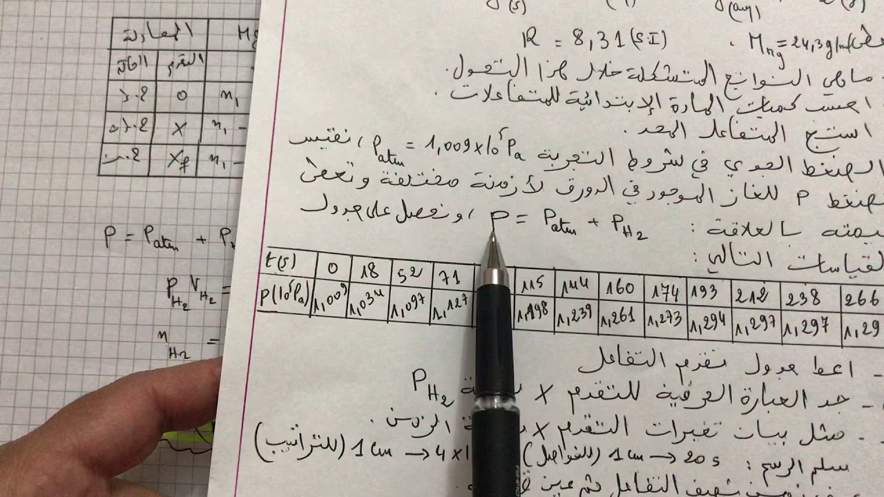 فيزياء سنة النهائية: (الوحدة الأولى)المتابعة الزمنية عن طريق قياس الضغط 📚😊