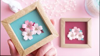 How to Make Origami Mini Frame and Sakura Paper Flowers / Tutorial