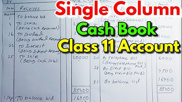 Single Column CASH BOOK in Hindi for Class 11 (Part 2)  By Brijesh sir