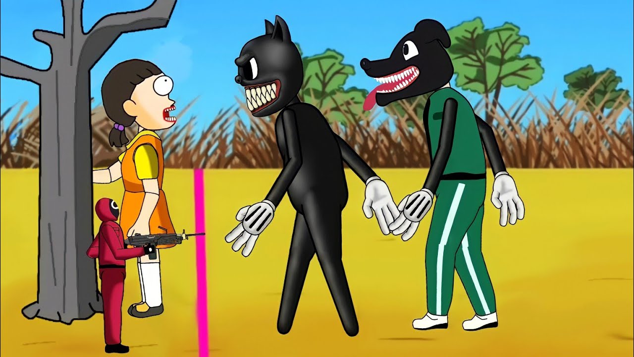 SQUID GAME Cartoon Cat and Cartoon Dog Plays Squid Game