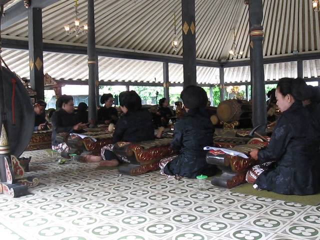 Gamelan music in the Sultan's Palace, Yogyakarta, Java, Indonesia class=