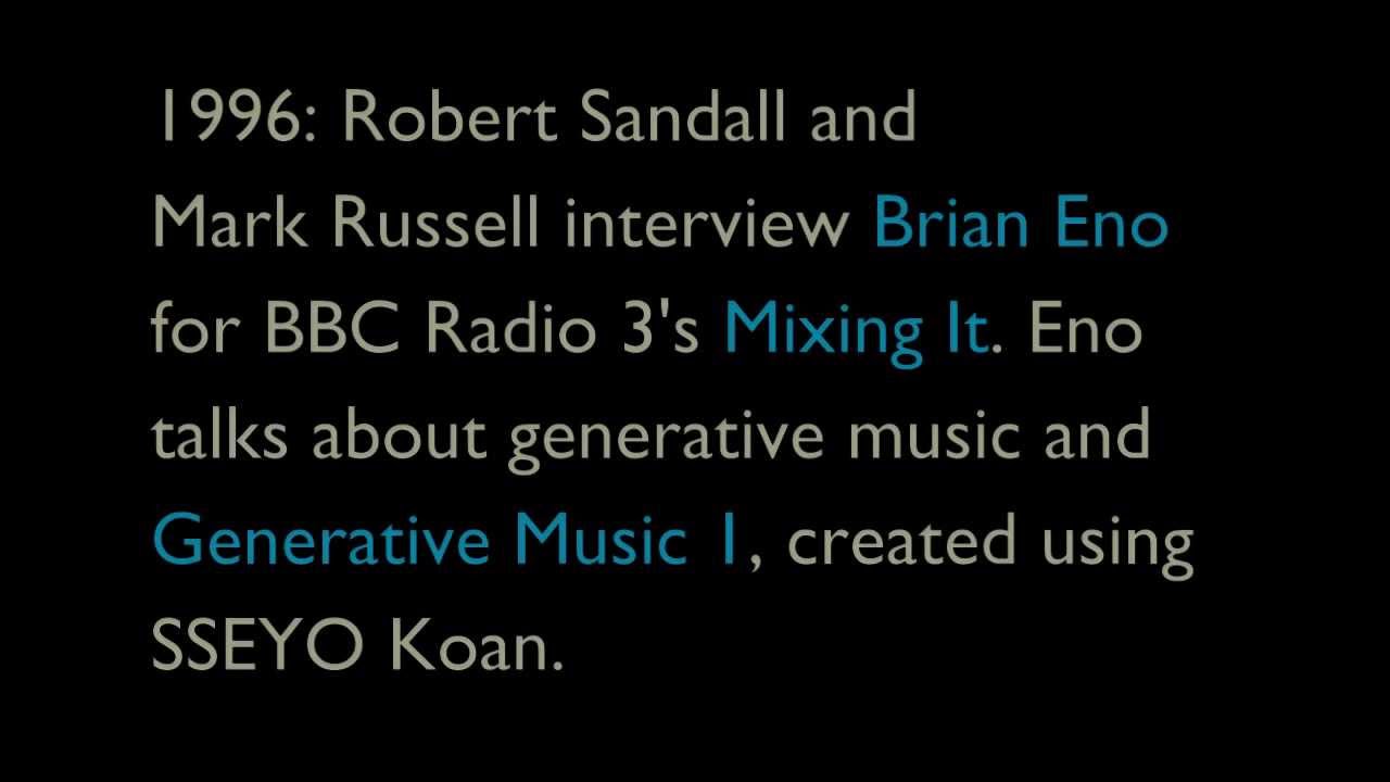 dinosaurus Logisch Lift Robert Sandall and Mark Russell interview Brian Eno about Generative Music  in 1996 - YouTube