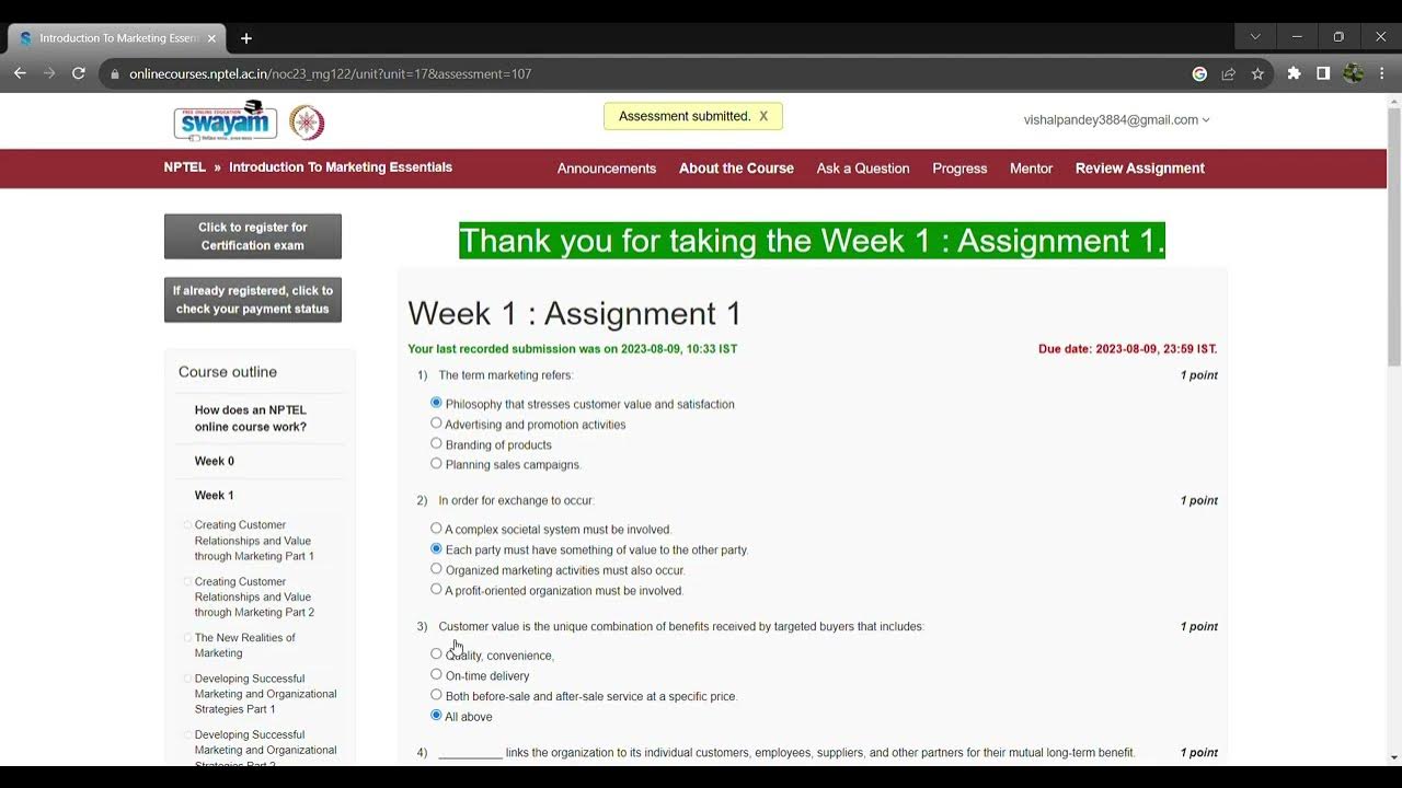 introduction to marketing essentials nptel assignment answers