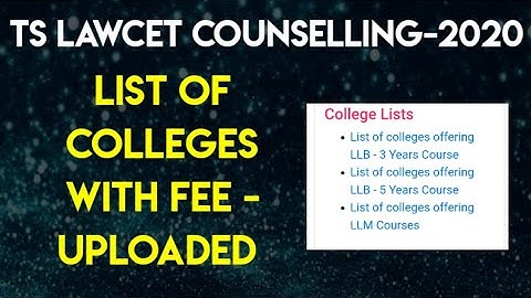 TS Lawcet Latest Update | Check Colleges list with fee | By Krishna