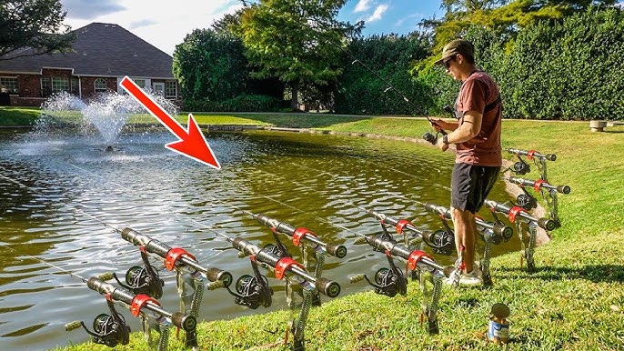 Bank Fishing with Automatic Spring Fishing Rod Holder from