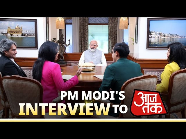 LIVE : PM Modi's interview to Aaj Tak class=