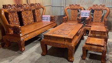 Bộ Minh Quốc Voi Gỗ Hương Đá Cột 12 Chân 14 Hàng Siêu Vip