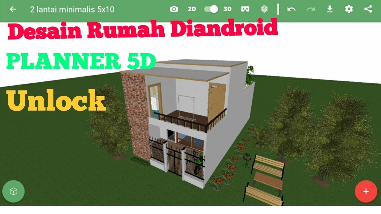 Desain Rumah Minimalis 5x10 Taman Atap Planner 5d Android