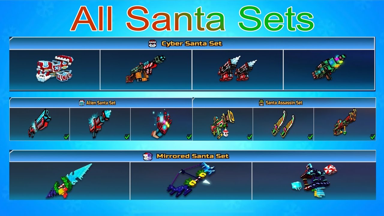 Gameplay with All Santa Sets | Christmas Special | Pixel Gun 3D