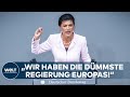 Wie bescheuert ist das denn wir haben die dmmste regierung europas wagenknecht teilt aus