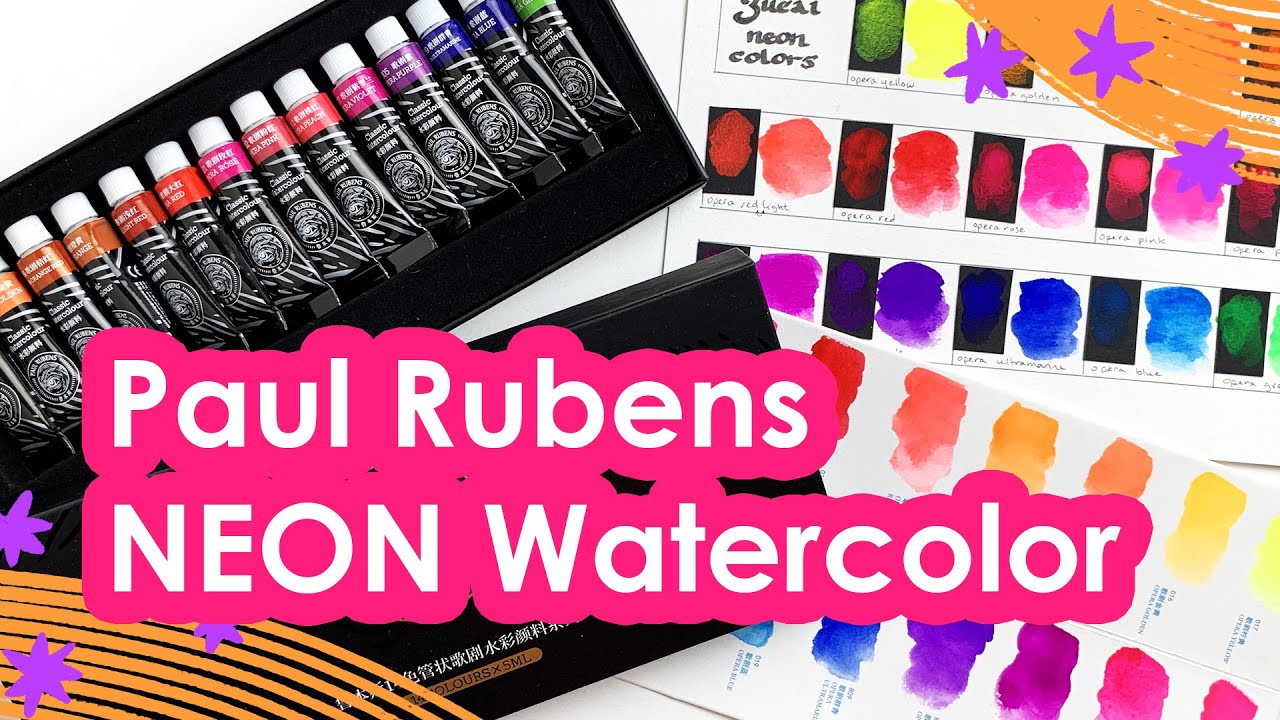 Paul Rubens Watercolor Paint 14 Vibrant Neon Colors Paint Set 5ml